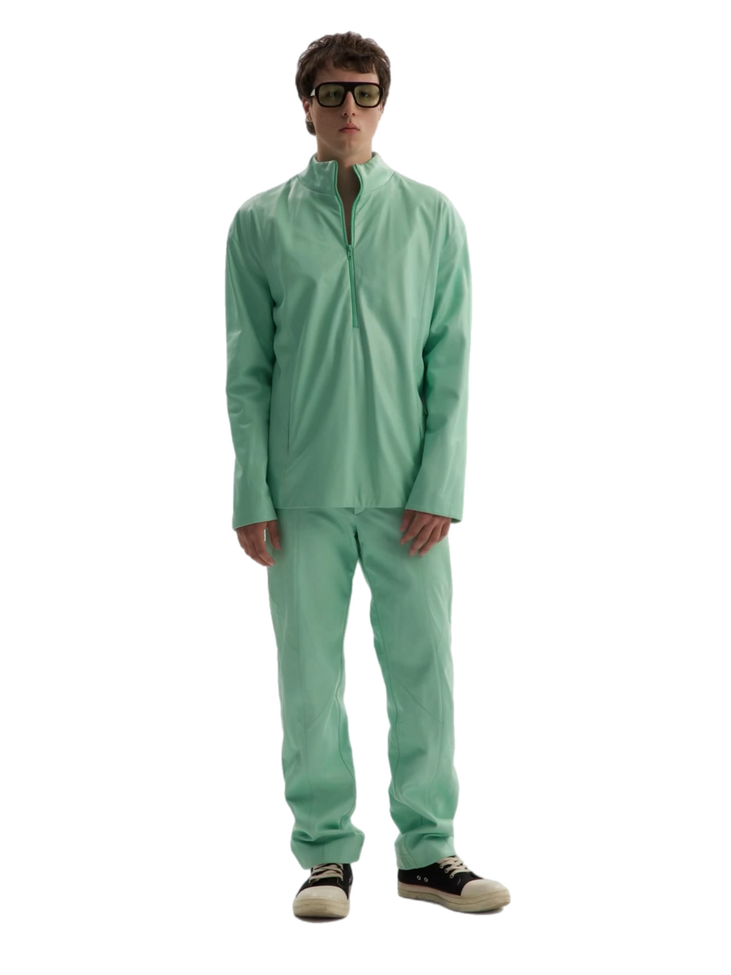 Mint Leather Zip Jacket & Pants