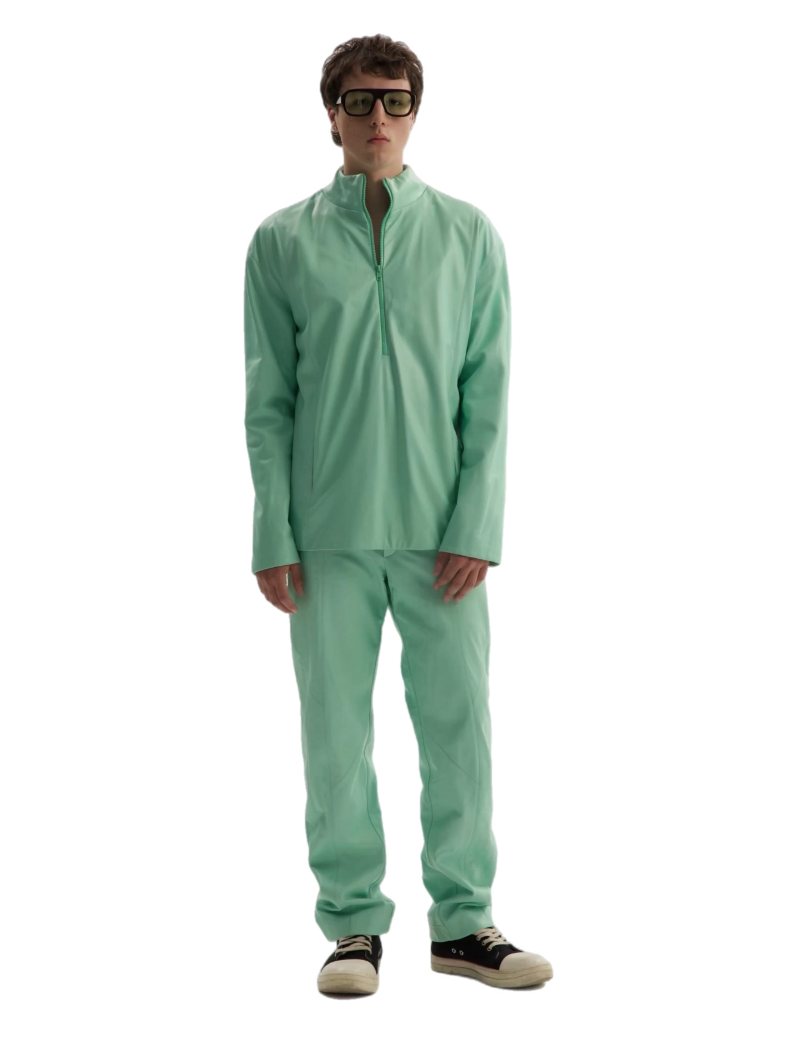 Mint Leather Zip Jacket & Pants