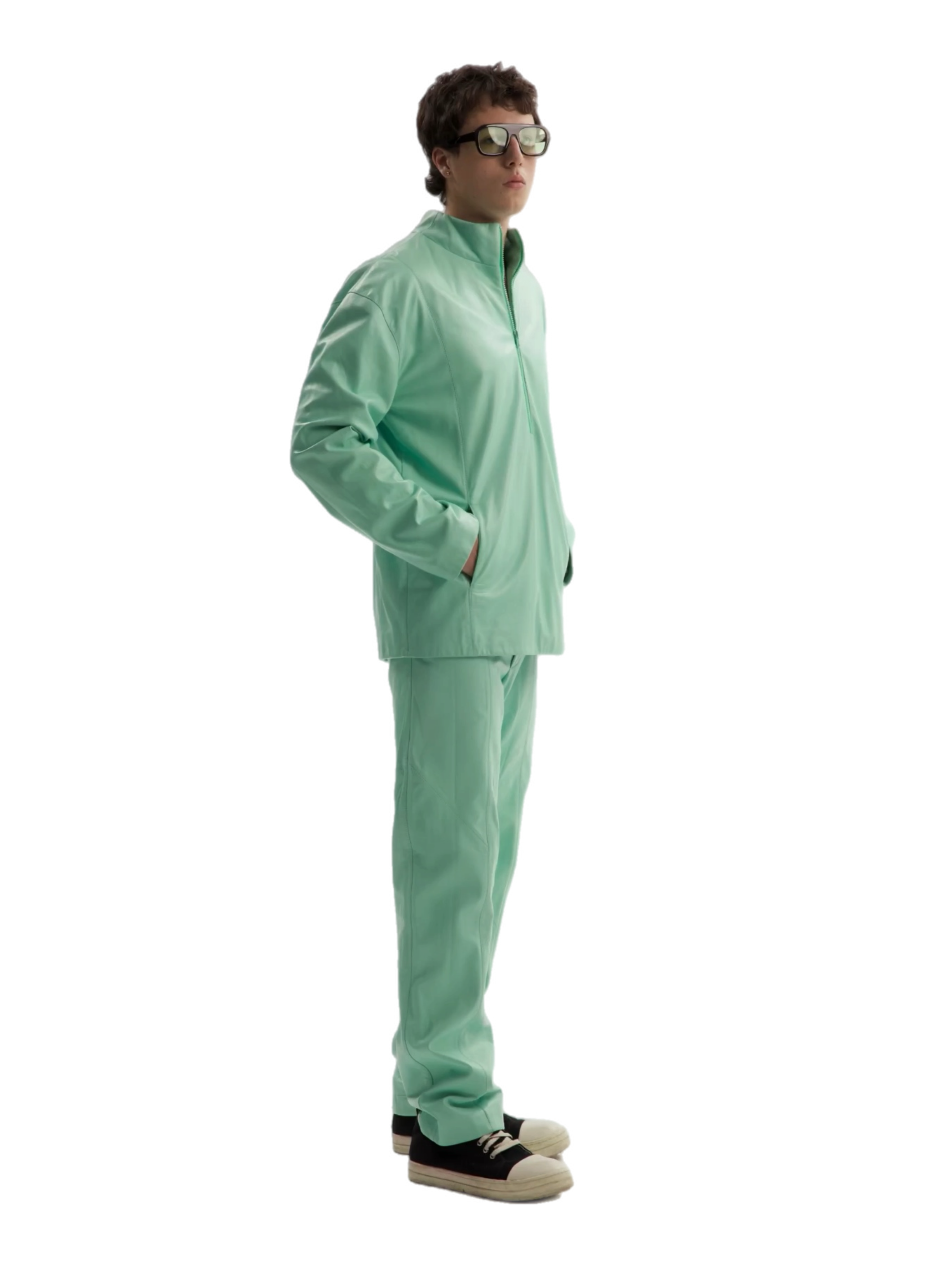 Mint Leather Zip Jacket & Pants